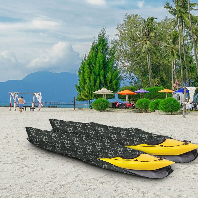 iCover غطاء قارب كاياك 10 قدم - غطاء مقاوم للماء للاستخدام الثقيل يناسب القوارب أو ألواح التجديف حتى 10 قدم طولًا وعرض يصل إلى 27 بوصة، تمويه - Image 2